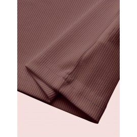 Sold Ribbed Elastic Waist Shorts, Casual Basic Shorts For Summer & Spring, Women's Clothing Sold Ribbed Elastic Waist Shorts, Casual Basic Shorts For Summer & Spring, Women's Clothing