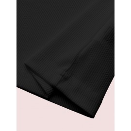 Sold Ribbed Elastic Waist Shorts, Casual Basic Shorts For Summer & Spring, Women's Clothing Sold Ribbed Elastic Waist Shorts, Casual Basic Shorts For Summer & Spring, Women's Clothing