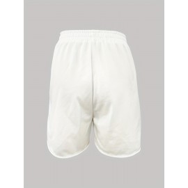 Vibrant Alphabet Print Knit Shorts - Elastic Drawstring Waist, Micro Elastic Polyester Fabric, Casual Style for Spring, Summer, and Fall - Womens High Waist Comfortable Shorts for Everyday Wear Vibrant Alphabet Print Knit Shorts - Elastic Drawstring Waist, Micro Elastic Polyester Fabric, Casual Style for Spring, Summer, and Fall - Womens High Waist Comfortable Shorts for Everyday Wear