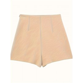 Trendy Ruched Asymmetrical Shorts - Fashionable Solid Color with Fake Buttons - Perfect for Spring & Summer - Chic Womens Casual Wear Trendy Ruched Asymmetrical Shorts - Fashionable Solid Color with Fake Buttons - Perfect for Spring & Summer - Chic Womens Casual Wear