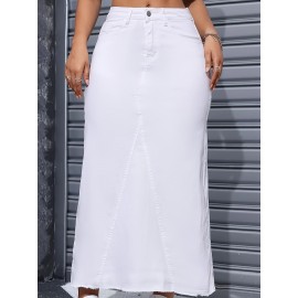 Fashion Comfy Long Denim Skirt, Versatile & Stylish Long Skirt For Every Day, Women's Clothing Fashion Comfy Long Denim Skirt, Versatile & Stylish Long Skirt For Every Day, Women's Clothing