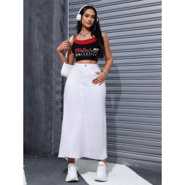 Fashion Comfy Long Denim Skirt, Versatile & Stylish Long Skirt For Every Day, Women's Clothing Fashion Comfy Long Denim Skirt, Versatile & Stylish Long Skirt For Every Day, Women's Clothing