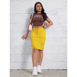 Hot Ripped High Waisted Bodycon Midi Denim Skirt, Women's Denim Jeans & Clothing Hot Ripped High Waisted Bodycon Midi Denim Skirt, Women's Denim Jeans & Clothing