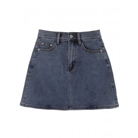 Mini Denim Skirt with Slash Pockets - Women's Denim Skirts for Casual Wear, Versatile, Basic, Washed Blue, Pocket Details, Easy to Style - Perfect for Daily Life, Outdoor Activities, and Travel Mini Denim Skirt with Slash Pockets - Women's Denim Skirts for Casual Wear, Versatile, Basic, Washed Blue, Pocket Details, Easy to Style - Perfect for Daily Life, Outdoor Activities, and Travel