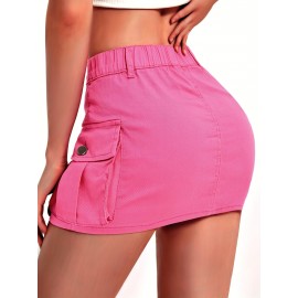 Mini Bodycon Y2K Skirt - Women Denim Skirts - Slim Fit, Button-Front, Flap Pockets, Sexy, Cute, Daily Wear, Versatile, Comfortable, and Chic Mini Bodycon Y2K Skirt - Women Denim Skirts - Slim Fit, Button-Front, Flap Pockets, Sexy, Cute, Daily Wear, Versatile, Comfortable, and Chic