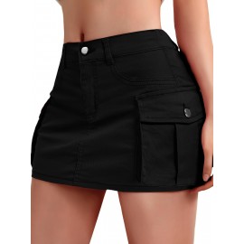 Mini Bodycon Y2K Skirt - Women Denim Skirts - Slim Fit, Button-Front, Flap Pockets, Sexy, Cute, Daily Wear, Versatile, Comfortable, and Chic Mini Bodycon Y2K Skirt - Women Denim Skirts - Slim Fit, Button-Front, Flap Pockets, Sexy, Cute, Daily Wear, Versatile, Comfortable, and Chic