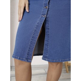 Fashion Loose Slim Denim Skirt, Split A-line Bag Hip Skirt Long Skirt, Women's Clothing Fashion Loose Slim Denim Skirt, Split A-line Bag Hip Skirt Long Skirt, Women's Clothing