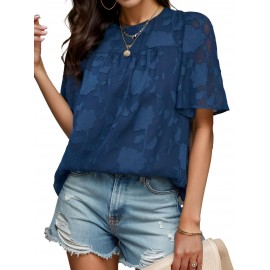 Womens 3/4 Bell Sleeve Blouse Summer Crewneck Lace Tops Floral Shirts Womens 3/4 Bell Sleeve Blouse Summer Crewneck Lace Tops Floral Shirts