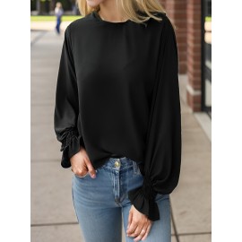 TooluckWomens Casual Tops Blouses Long Sleeve Ruffle Sleeve Loose Shirts TooluckWomens Casual Tops Blouses Long Sleeve Ruffle Sleeve Loose Shirts