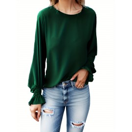 TooluckWomens Casual Tops Blouses Long Sleeve Ruffle Sleeve Loose Shirts TooluckWomens Casual Tops Blouses Long Sleeve Ruffle Sleeve Loose Shirts