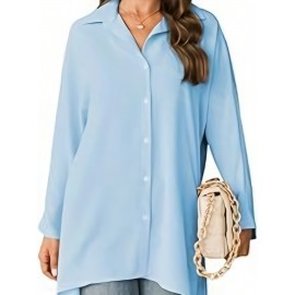Women's Oversized T-Shirt Button-Up Long Sleeve Shirt V-Neck Loose Flowy Shirt Women's Oversized T-Shirt Button-Up Long Sleeve Shirt V-Neck Loose Flowy Shirt